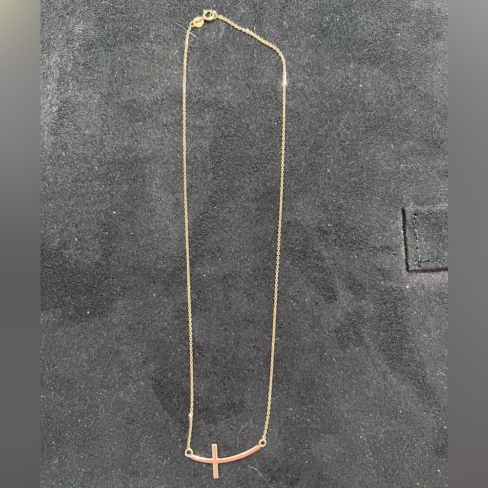 14k Solid Rose Gold Cross Necklace